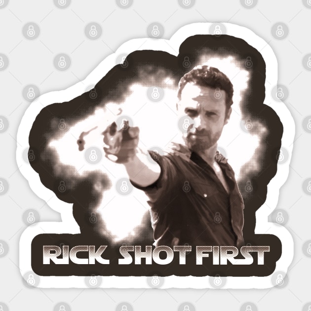 Rick Shot First Sticker by mrspaceman